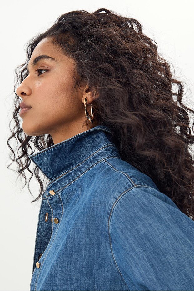 Kemerli denim gömlek - 3