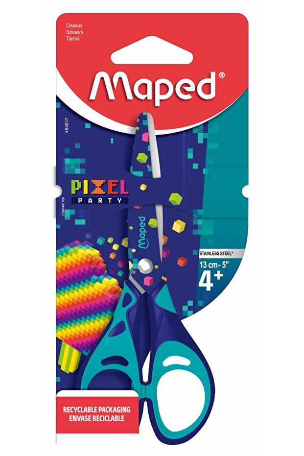 Foarfeca Pixel Party, 13 cm, Multicolor - 1