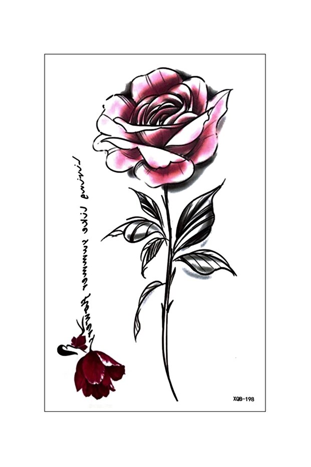 KIRMIZI GÜL KOL BİLEK VUCUT İÇİN GEÇİCİ DÖVME - 3