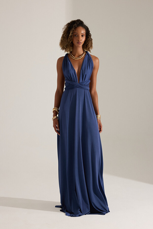 NADA KOYU MAVİ ELBİSE - 3