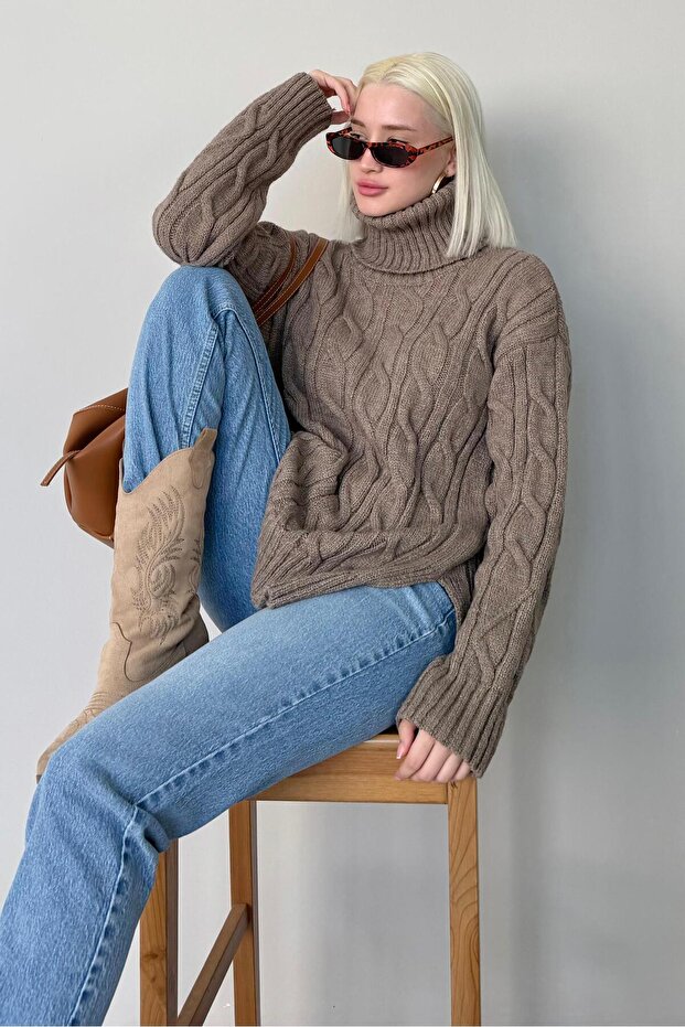Nerzfarbener Rollkragenpullover MG2376 - 6