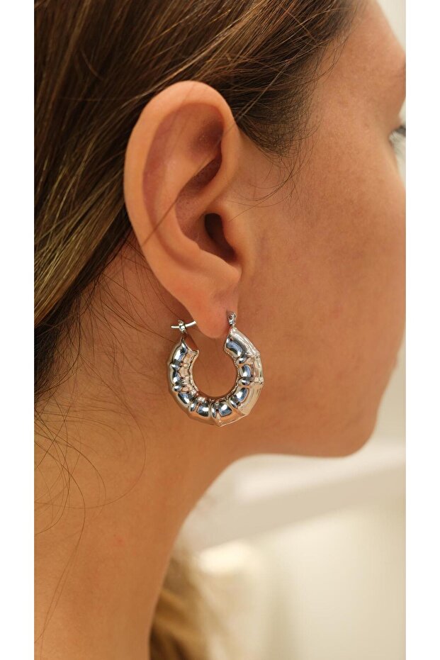 Bombeli Serrated Plate Basic Hoop Earrings