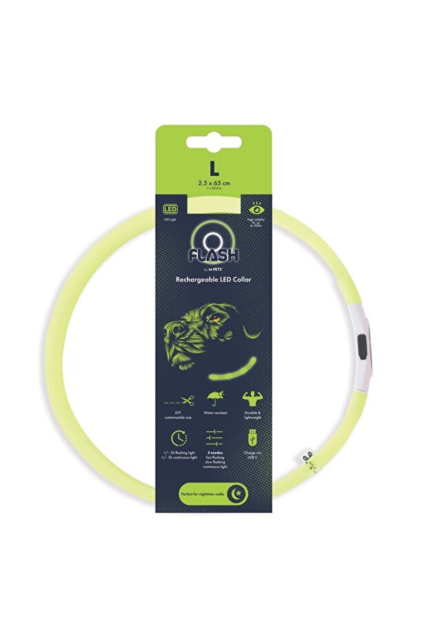 طوق رقبة فلاش LED أخضر (L)