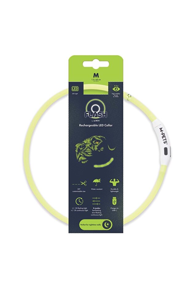 طوق رقبة فلاش LED أخضر (M)