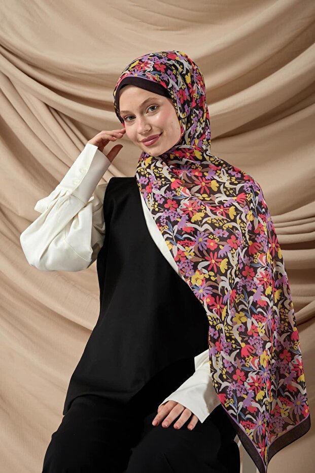 شال ناعم منقوش 70019-16 - 1