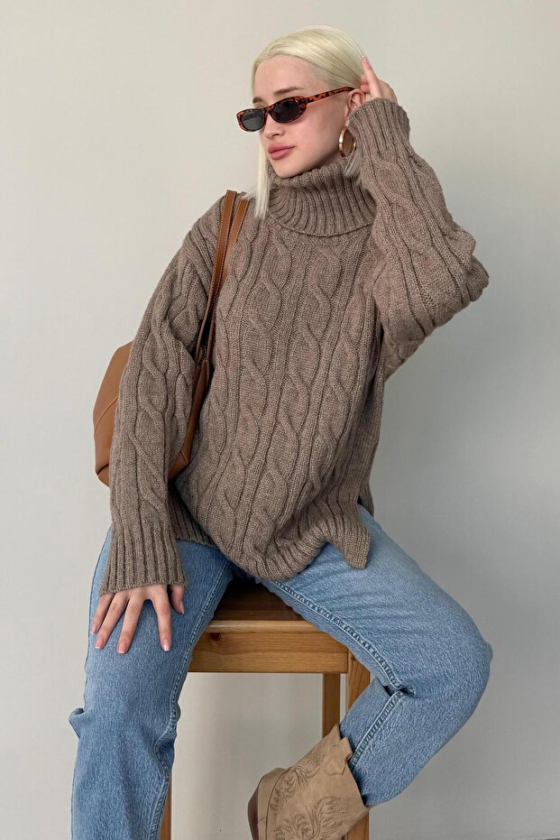Nerzfarbener Rollkragenpullover MG2376 - 1