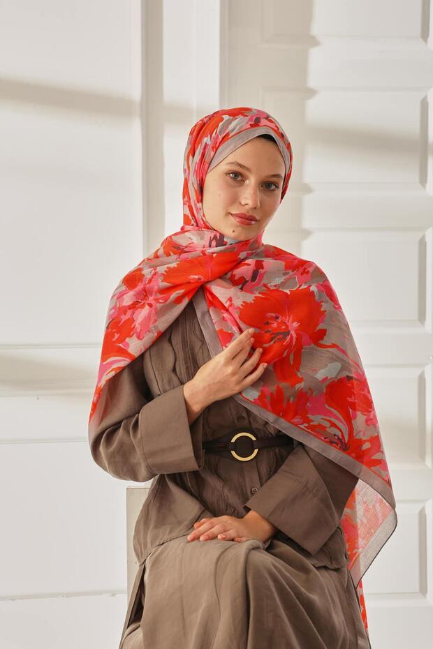 شال ناعم منقوش 70023-10 - 6