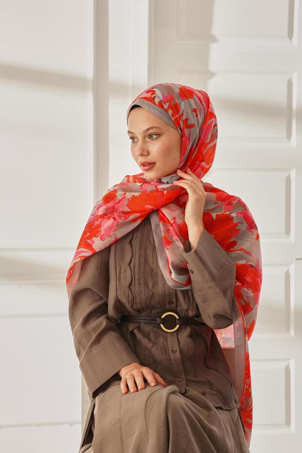 شال ناعم منقوش 70023-10 - 4