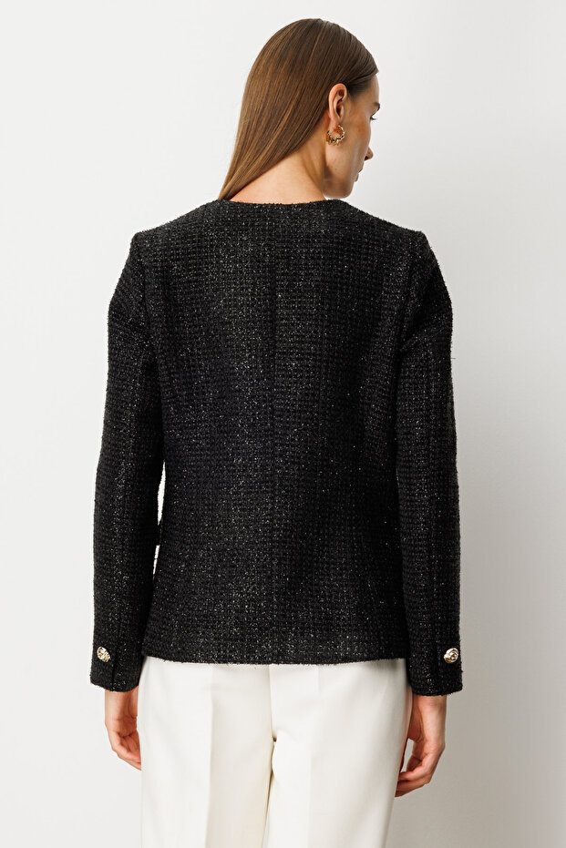 سترة تويد مع جيب للغطاء - 3