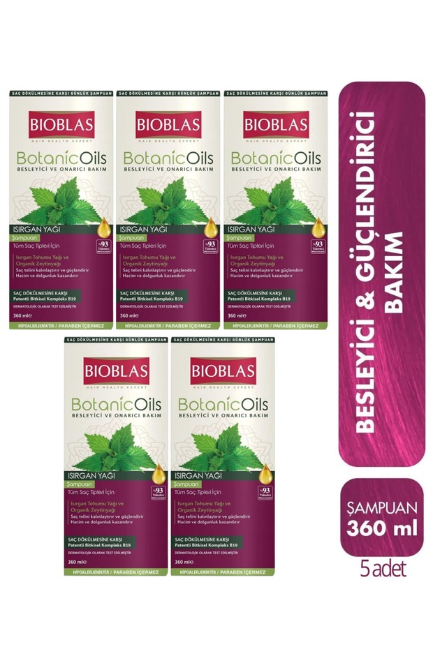 Organic Oils Ince & Zayıf Saç Isırgan Şampuan 360 ml 5'li Set - 1