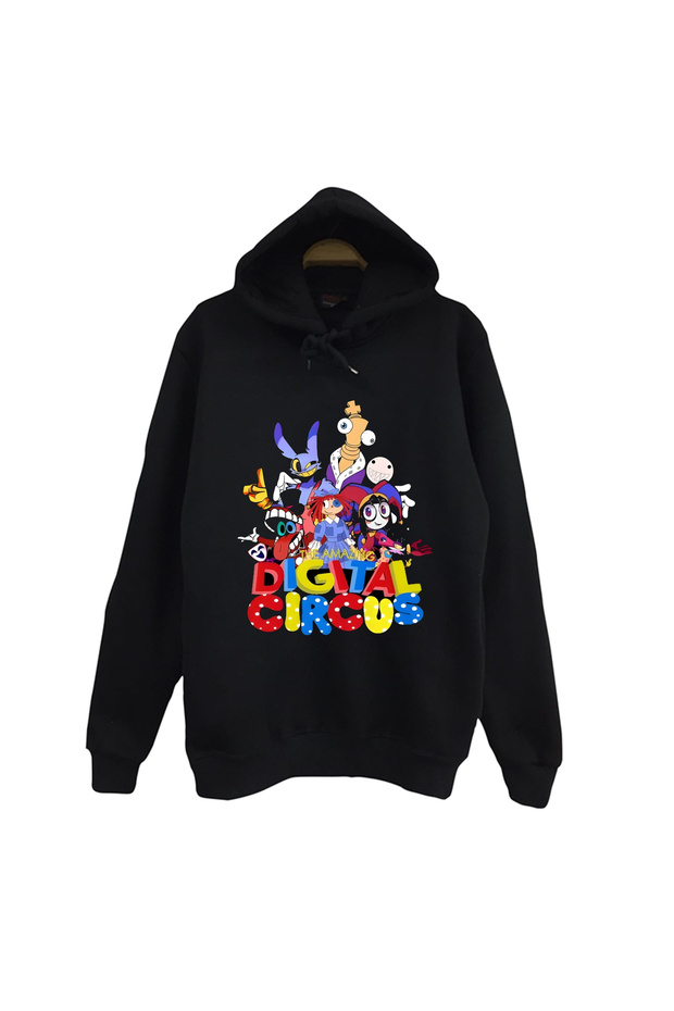The Amazing Digital Circus Printed 100% Cotton Unisex 100% Cotton Black Hooded Sweatshirt