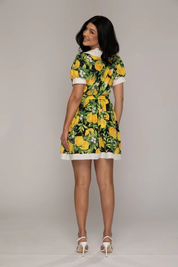 Rochie inflorata cu guler - 2