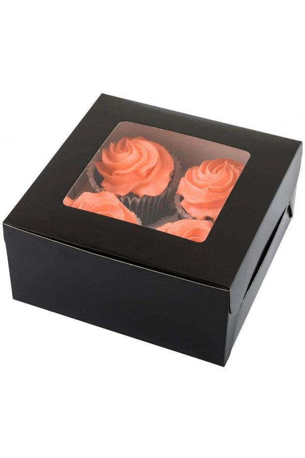 Black cupcake boxes, 3 pcs. - Wilton