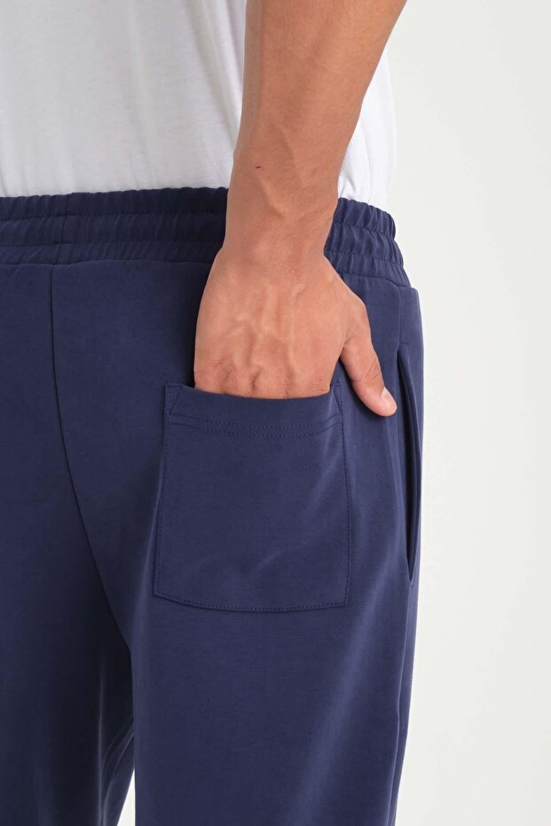 Scuba Modal Kumaş Relaxed Fit Erkek Eşofman Altı Pantolon - Lacivert - 6