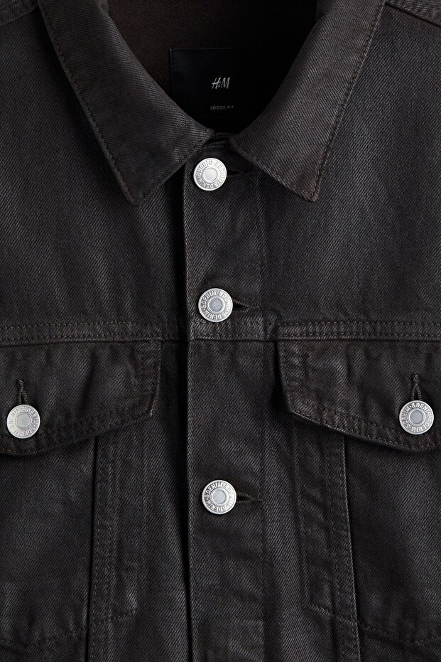 Kaplamalı Kot Ceket Loose Fit - 8