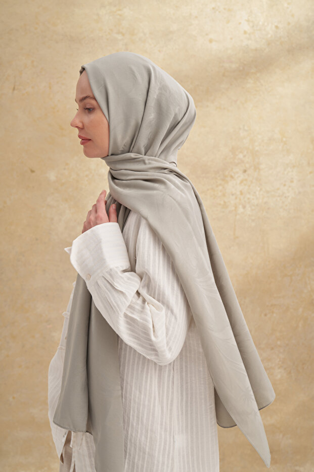 Bambu Baroq Patterned Shawl - Linen Green - 3