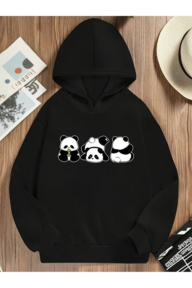 Unisex Naughty Pandas Printed Oversize Sweatshirt