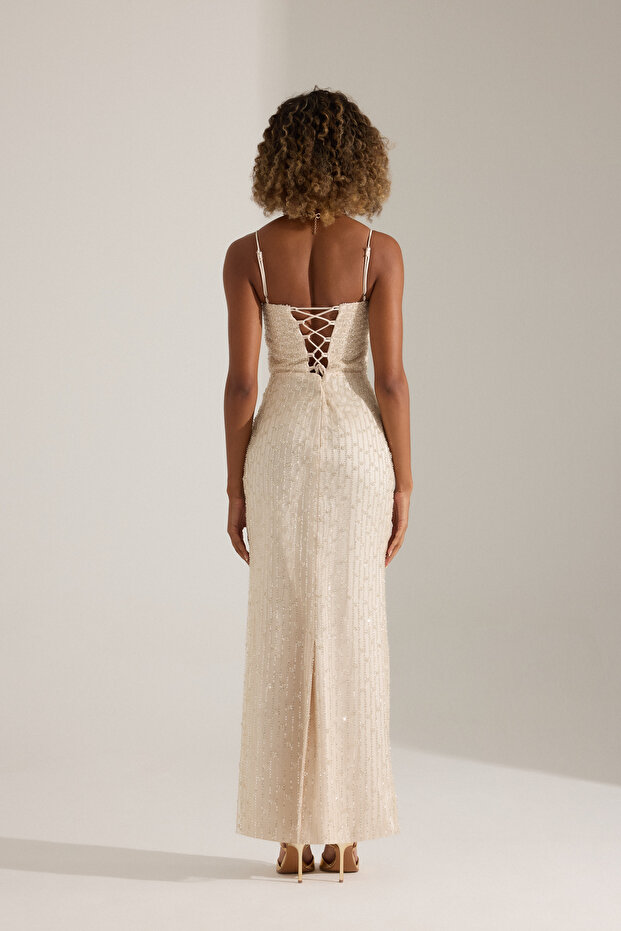 MILICA EKRU ELBİSE - 5