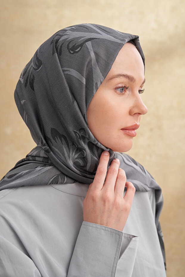 شال من الخيزران بنمط باروك - أسود - 4