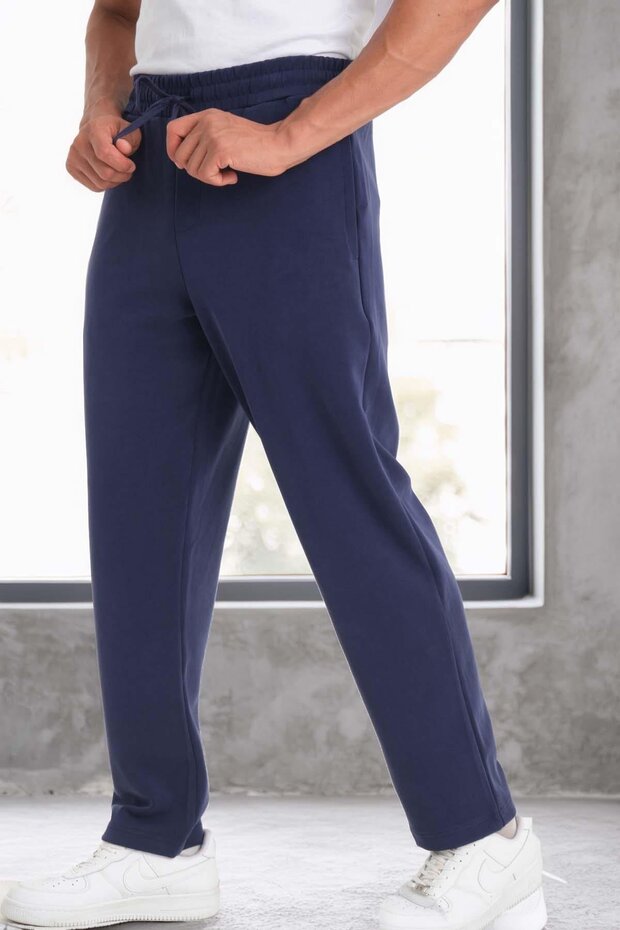 Scuba Modal Kumaş Relaxed Fit Erkek Eşofman Altı Pantolon - Lacivert - 7