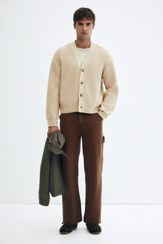 Lastik Örgülü Hırka Loose Fit - 1