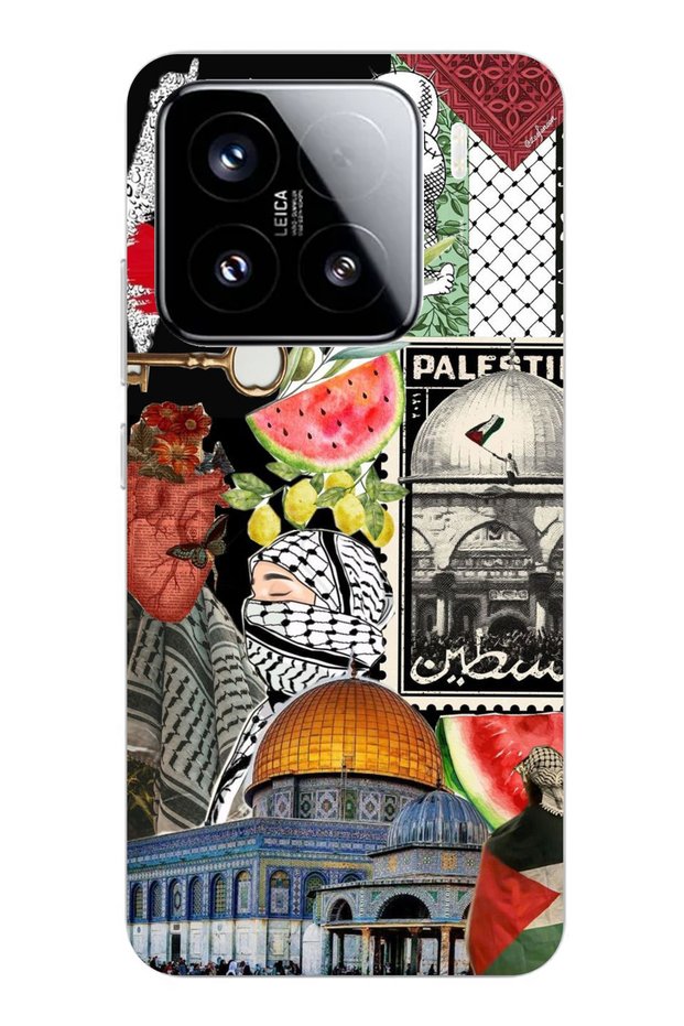 Xiaomi 15 Pro Compatible Palestine Freedom Collage Clear Silicone Case