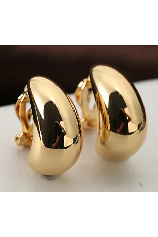 Gold Color Steel Drop Drop Model Hole-Free Clip-On Women's Earrings