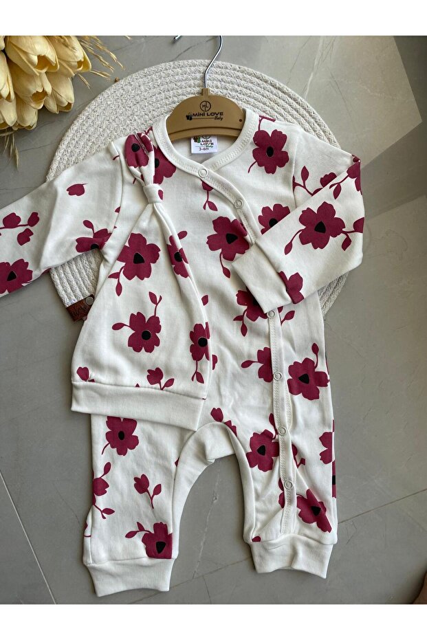 ŞAPKALI ÇİÇEK BASKILI TULUM - 2