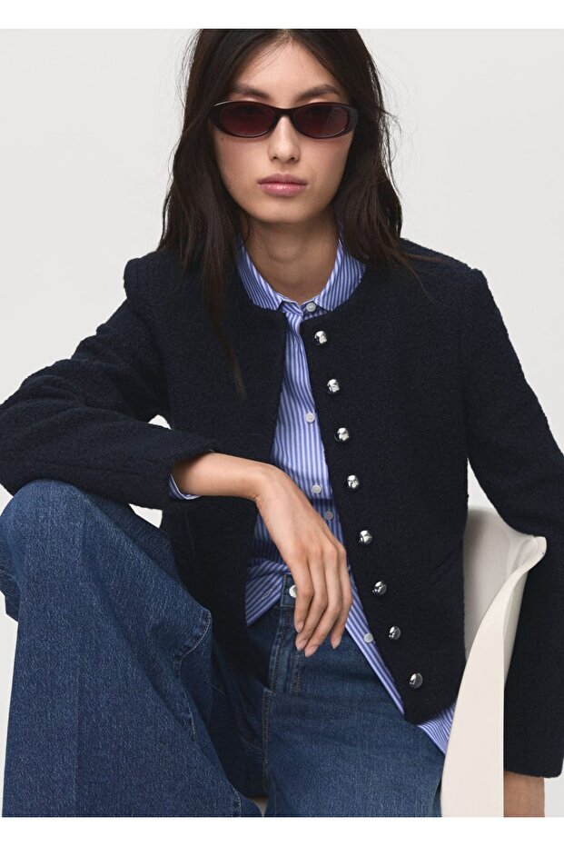 Strass taşlı buklet ceket - 7