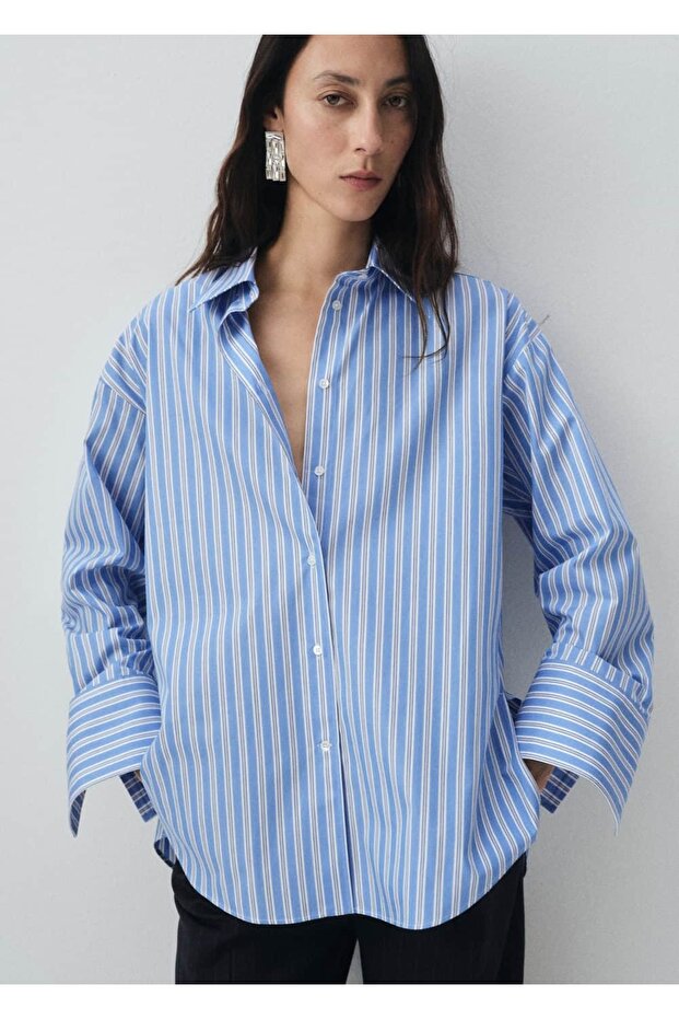 %100 pamuklu çizgili gömlek - 1