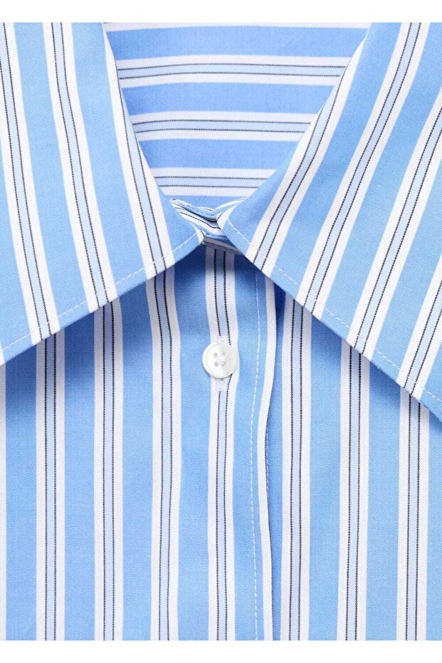 %100 pamuklu çizgili gömlek - 5