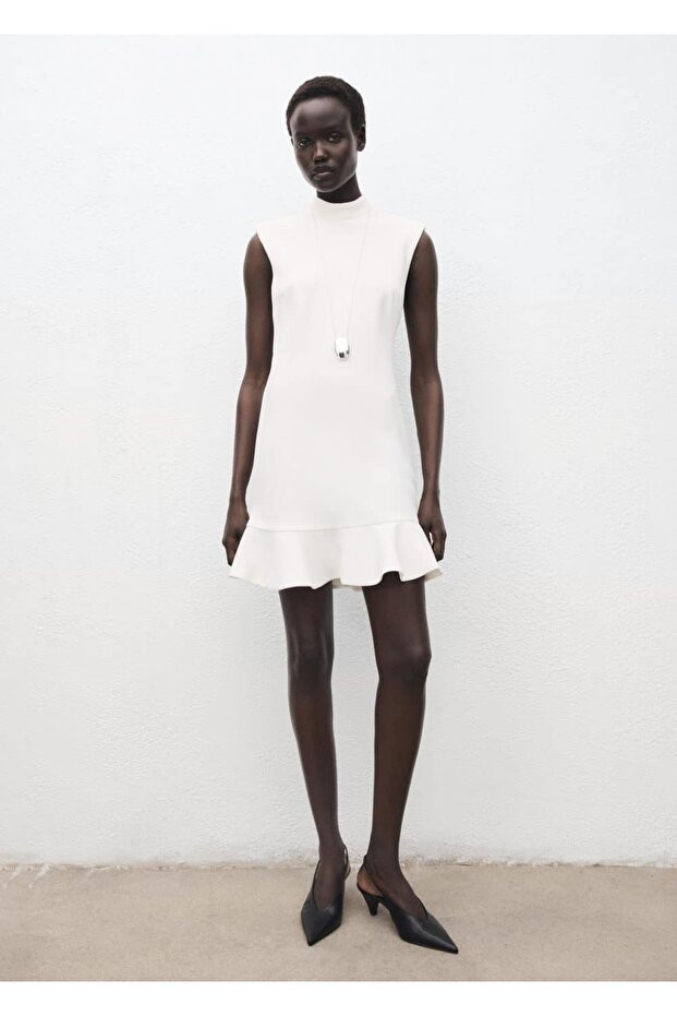 Perkins yaka volanlı elbise - 2