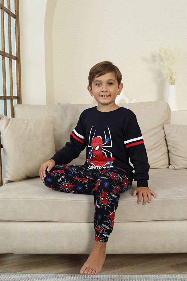 Örümcek Adam Desenli Erkek Çocuk Pijama Takımı Siyah - 4