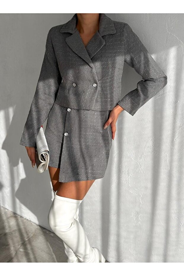 Tailored Chic Set-Grey - 1