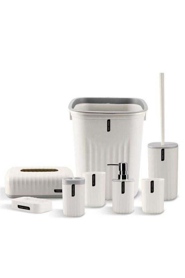 8-Piece Bathroom Accessories Set-White