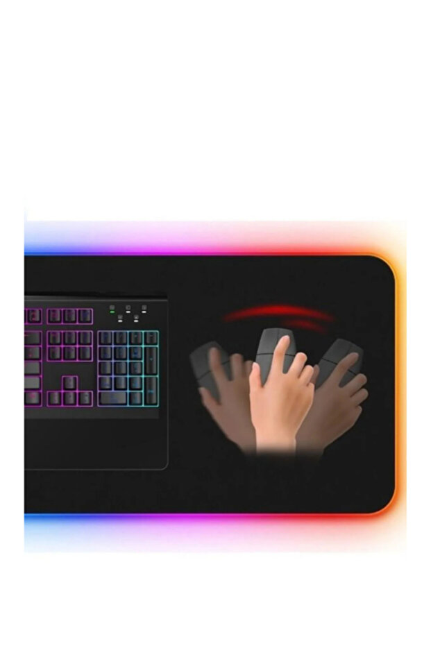 Oyuncu Mousepad Rgb Led Işıklı Speed Yüzey Su Geçirmez Gamepad Baskısız Siyah Renk Gaming Mousepad - 3
