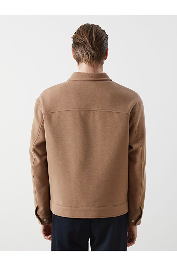 Standart Kalıp Gömlek Yaka Erkek Kaşe Mont - 6