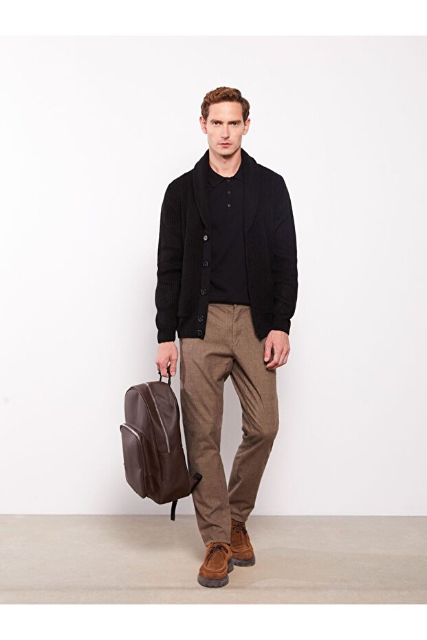 Slim Fit Şal Yaka Uzun Kollu Erkek Triko Hırka - 2