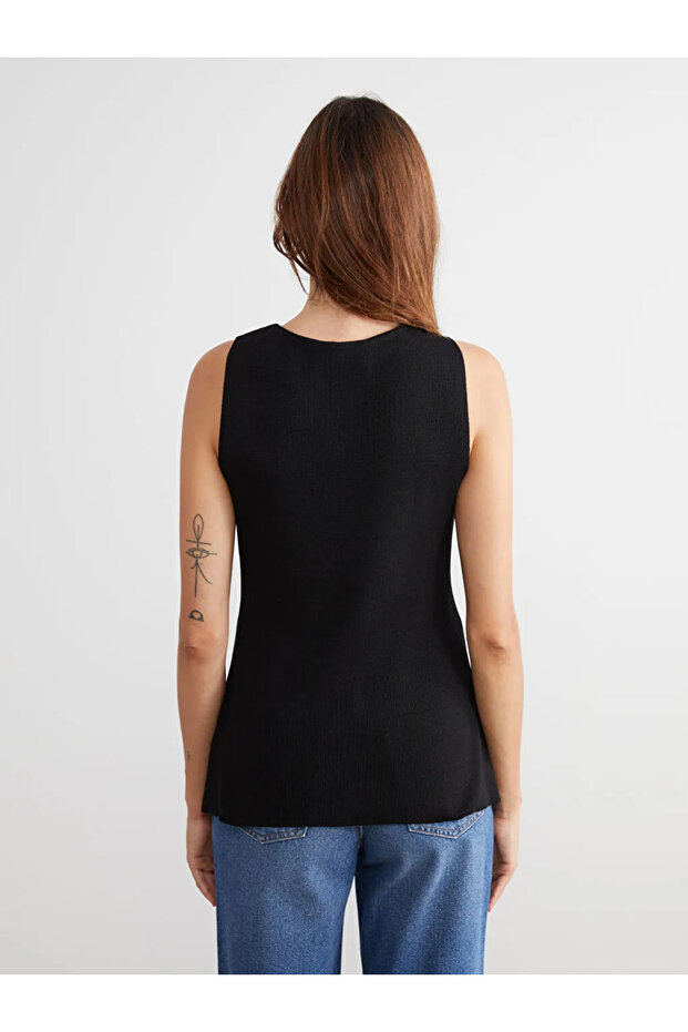 Bisiklet Yaka Kadın Triko Yelek - 3