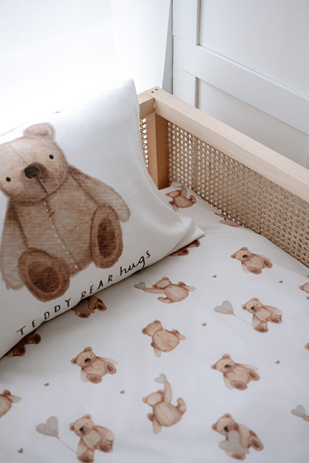 Fluffy Bear Sheet Set Montessori Bedding Set (100X200 - 50X70 -90X190+20) -Fluffy Bear