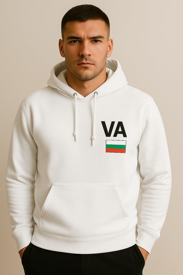3 Thread Unisex Hooded Kangaroo Pocket Sweatshirt Va Bulgaria Printed Hoodie