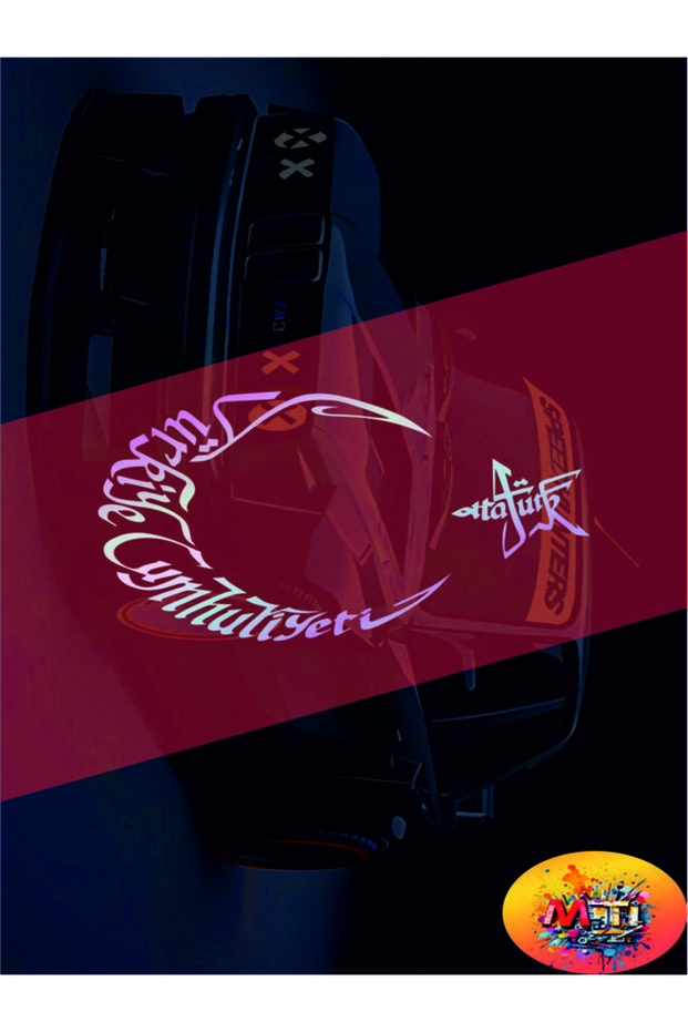 Turkish Republic Ataturk Written Flag Jdm Car-Motorcycle Windshield Label Sticker-Hologram