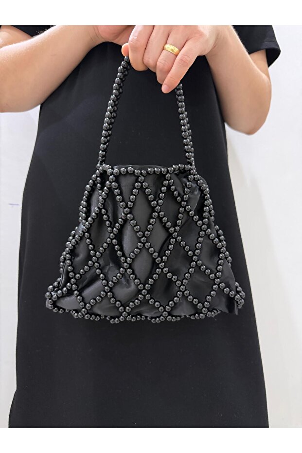 Mesh Bag - Diamond Patterned Pearl Bag - Pearl Bag - Pearl Bag - Bead Bag