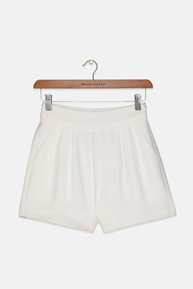 Kid Girls Solid Basic Shorts, White - 1