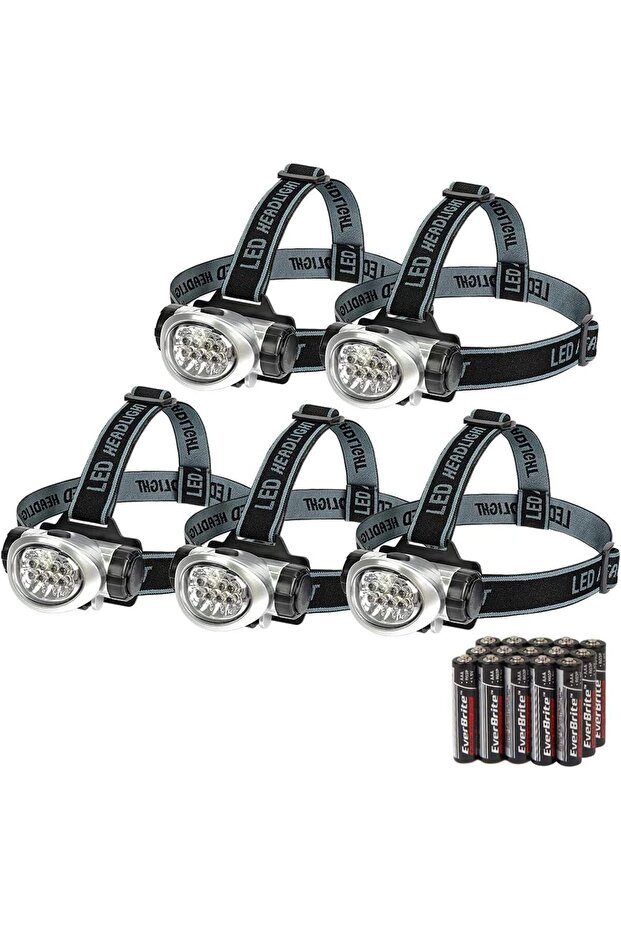 5 Pack LED Headlamp 4 Lighting Modes Pivoting Head Adjustable Headband Perfect Running Camping - 1