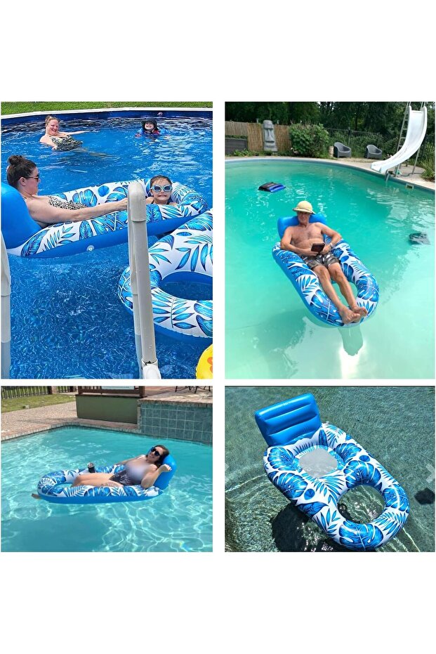 Inflatable Pool Float Adult Pool Floaties Lounger Floats Rafts Floating Chair Floats Water Floaty - 7