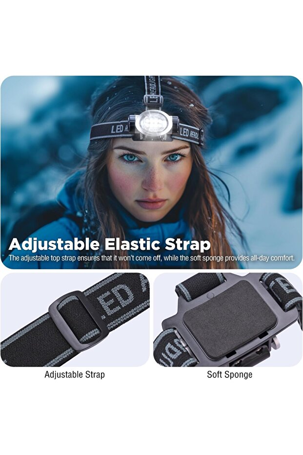 5 Pack LED Headlamp 4 Lighting Modes Pivoting Head Adjustable Headband Perfect Running Camping - 5