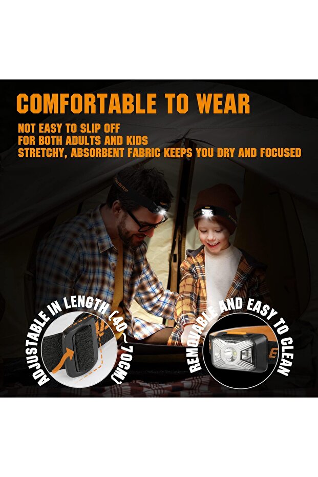 Head Torch Rechargeable LED Headlight Super Bright Red Light 200 Lumen 4 Modes Lightweight Headlamp - 5