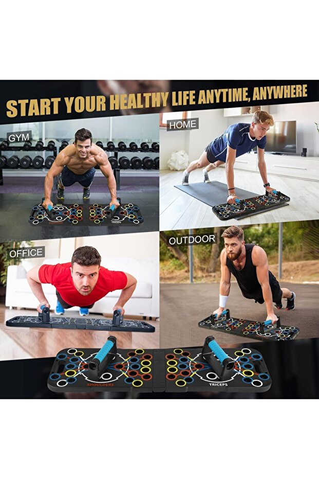 لوح تمرين الضغط متعدد الوظائف 54 1 شريط تمرين ضغط قابل للطي ومقابض تمرين ضغط قابلة للطي وتقوية الذراعين على الأرض - 3