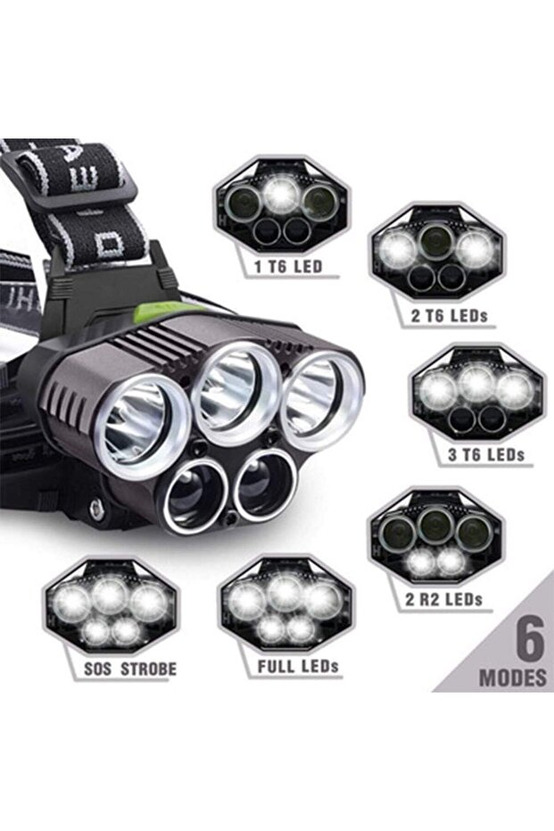 Rechargeable 3500 Lumen 6 Mode Waterproof 5 LED Flashlight with Lithium Ion Battery - 5